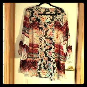 Multicolored sheer blouse Size 3 X